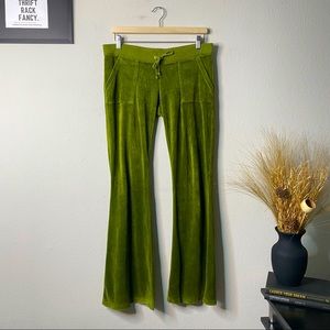 Juicy Couture Velour Y2K Flare Leg Green Track Pants Size S